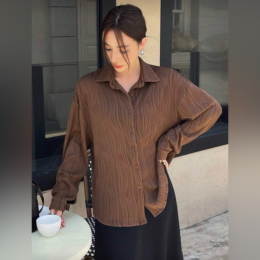 Dazy button up textured blouse, size XL